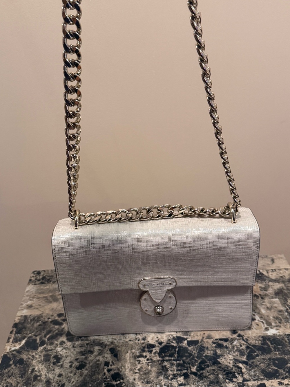 Henri Bendel Warren Street Ivory Textured Leather Flap Bag - Picture 9 of 16
